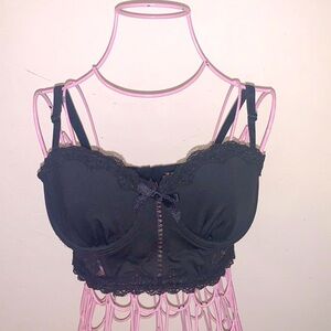 Women's Material Girl Black Lace Corset style Bra- 36B